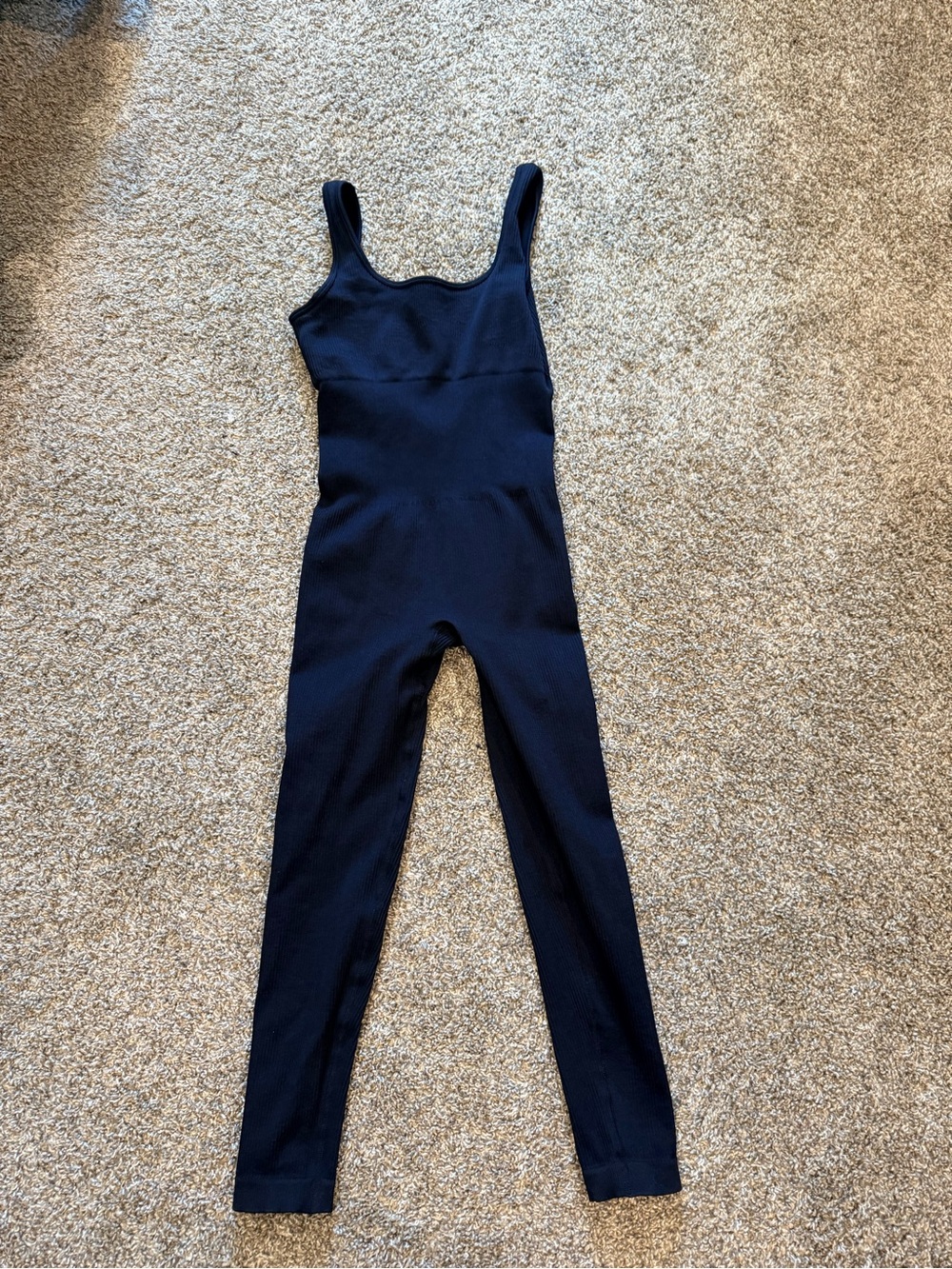 Sleeveless Black Ribbed Jumpsuit